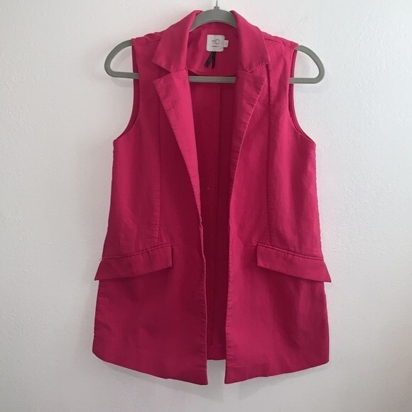 Anthropologie HD in Paris Barbie Pink Longline Sleeveless Blazer Vest Sz XS - Picture 1 of 7